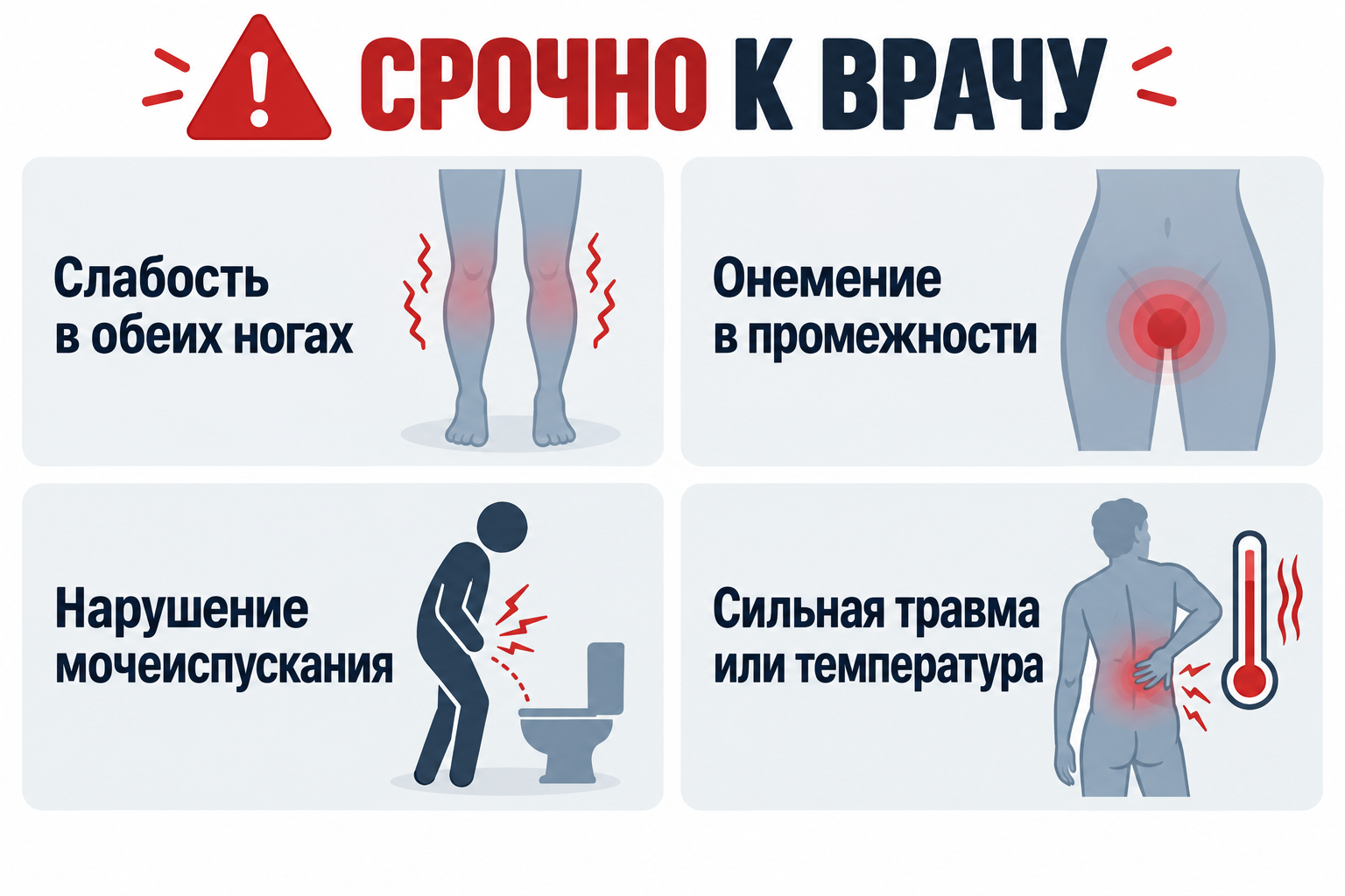 Инфографика: красные флаги при боли в спине